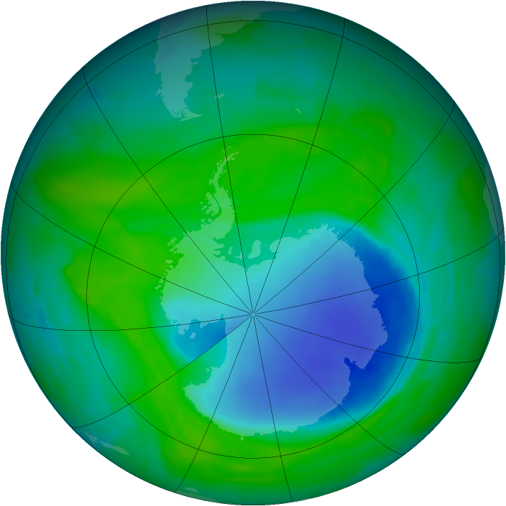 Antarctic ozone map for 14 December 2011